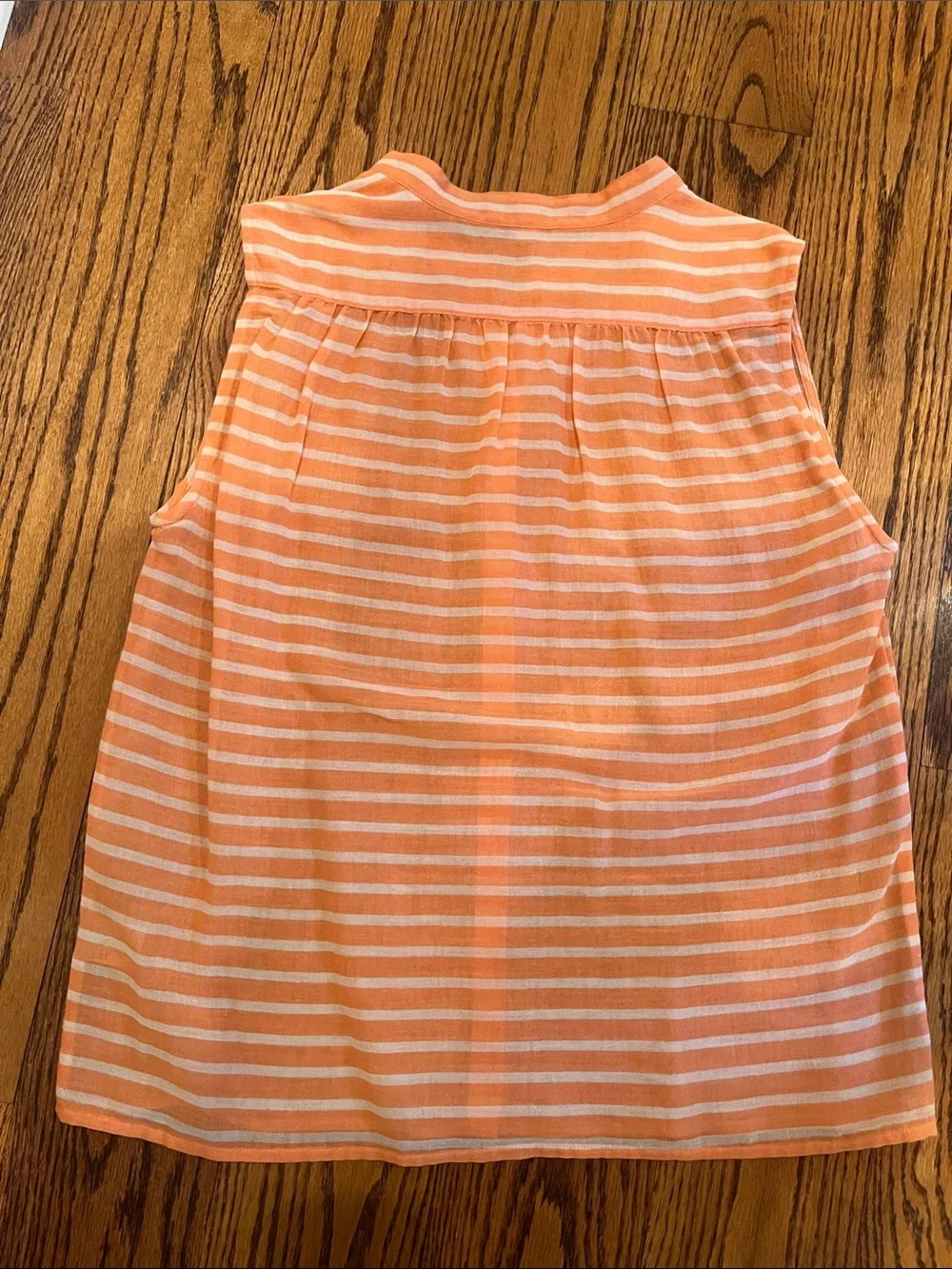 J. Crew Peach & White Striped Sleeveless Button-Up Top